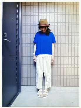 「ブルー x ホワイト」｜☆ゆみこ☆さん（レディース・159cm）の夏コーディネート