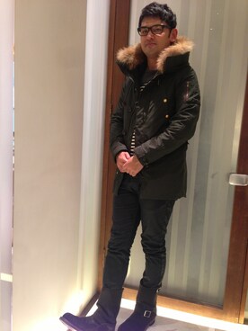 「アイテム（バングル/リストバンド）」を使った、宮田麺児さん（メンズ・178cm・30代）の冬コーディネート