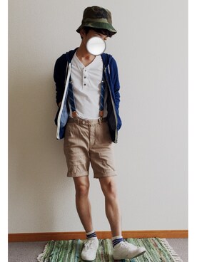 「FREDY&GLOSTER（フレディアンドグロスター）のアイテム（Tシャツ/カットソー）」を使った、f_gawaさん（メンズ・170cm）の夏コーディネート