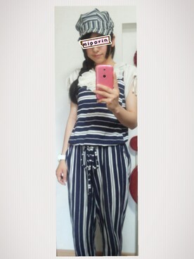 「OLD NAVY（オールドネイビー）のアイテム（つなぎ/オールインワン）」を使った、みぽりんさん（レディース・153cm）の夏コーディネート