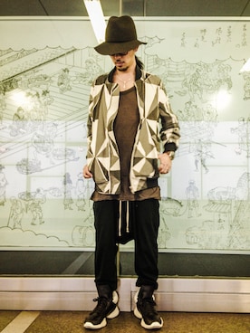 「Rick Owens（リックオウエンス）のアイテム（ブルゾン）」を使った、BFさん（メンズ・175cm）の秋コーディネート