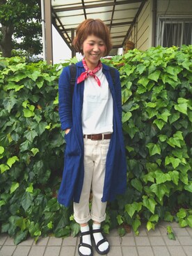 「DEEP BLUE（ディープブルー）のアイテム（パンツ）」を使った、シゲさん（レディース・162cm）の夏コーディネート