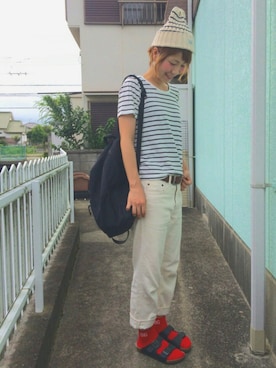 「DEEP BLUE（ディープブルー）のアイテム（パンツ）」を使った、シゲさん（レディース・162cm）の夏コーディネート