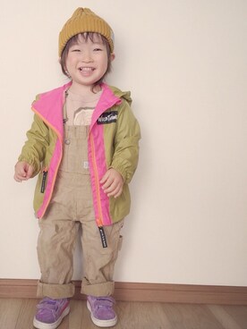 「WILD THINGS（ワイルドシングス）のアイテム（ナイロンジャケット）」を使った、otaさん（キッズ・90cm）の春コーディネート
