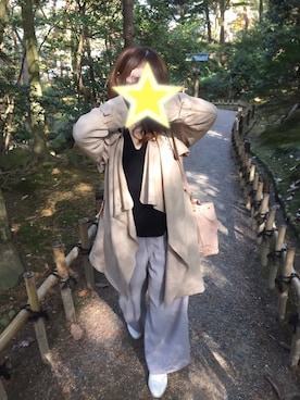 「ぺプラムトップス」｜「アイテム（トレンチコート）」を使った、maaさん（レディース・150cm）の秋コーディネート
