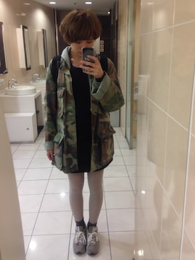 「USED（その他アウター、グリーン系）」を使った、sayumi.さん（レディース・160cm）の春コーディネート
