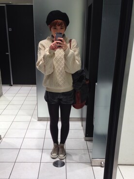 「USEDのアイテム（ニット/セーター、ホワイト系）」を使った、sayumi.さん（レディース・160cm）の秋コーディネート