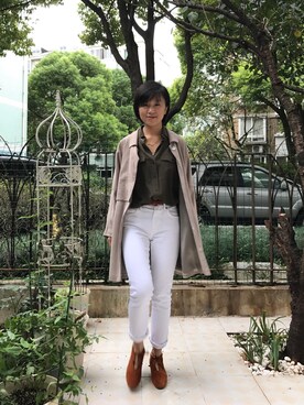 「VINCE（ヴィンス）のアイテム（シャツ/ブラウス）」を使った、圈圈さん（レディース・157cm）の秋コーディネート