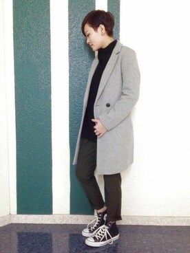 「アパートバイローリーズ」｜「アイテム（チェスターコート）」を使った、sumireさん（レディース・157cm）の冬コーディネート
