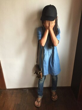 「GAP（ギャップ）のアイテム（シャツ/ブラウス、ブルー系）」を使った、eriiiiiさん（キッズ・90cm）の秋コーディネート