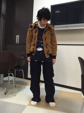 「hiromichi BY HIROMICHI NAKANO（ヒロミチ バイ ヒロミチナカノ）のアイテム（パンツ）」を使った、すぎやんまさん（メンズ・161cm）の冬コーディネート