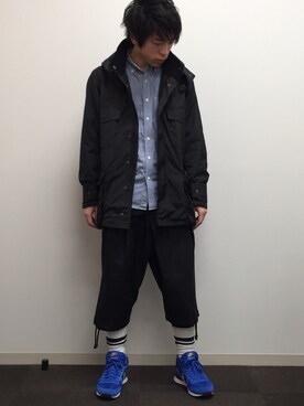 「niko and...（ニコアンド）のアイテム（ナイロンジャケット）」を使った、すぎやんまさん（メンズ・161cm）の春コーディネート