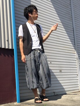 「MK MICHEL KLEIN（エムケーミッシェルクラン）のアイテム（トップス）」を使った、すぎやんまさん（メンズ・161cm）の夏コーディネート