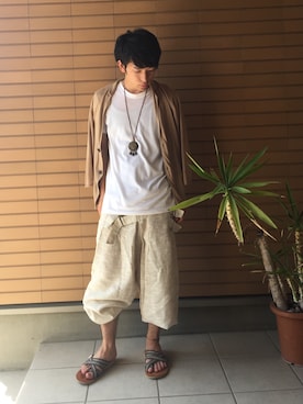「Lee（リー）のアイテム（サンダル）」を使った、すぎやんまさん（メンズ・161cm）の夏コーディネート