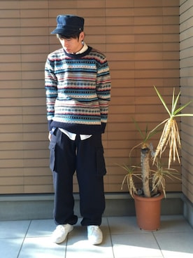「hiromichi BY HIROMICHI NAKANO（ヒロミチ バイ ヒロミチナカノ）のアイテム（パンツ）」を使った、すぎやんまさん（メンズ・161cm）の冬コーディネート