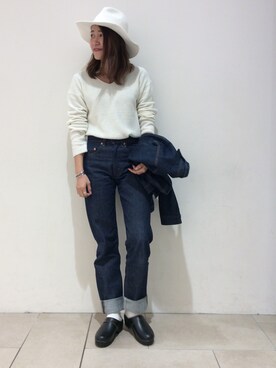 「A.P.C.（アーペーセー）のアイテム（ジャケット/アウター）」を使った、Chiharu Meguroさん（レディース・164cm）の秋コーディネート