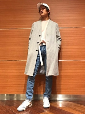 「SHIPS JET BLUE（シップスジェットブルー）のアイテム（ブルー系）」を使った、板井さん（メンズ・174cm）の冬コーディネート
