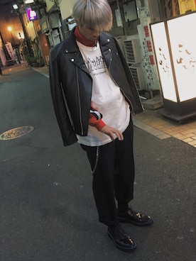 「アイテム（ジャージ）」を使った、K I K U D E N さん（メンズ・173cm・10代）の秋コーディネート
