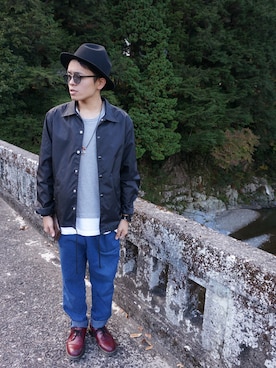 「Dr. Martens（ドクターマーチン）のDr.Martens (ドクターマーチン)/1461 3EYE GIBSON SHOES（その他シューズ）」を使った、#さん（メンズ・171cm）の秋コーディネート