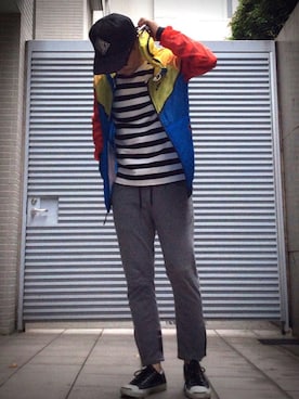 「ジャックパーセル」｜「アイテム（ナイロンジャケット）」を使った、LIBER-Oさん（メンズ・173cm）の夏コーディネート