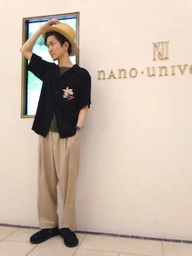 「KEEN（キーン）のアイテム（サンダル）」を使った、nanouniverse難波STAFFさん（メンズ・170cm）の夏コーディネート