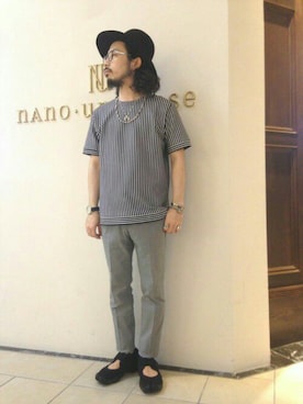 「FANTASTIC MAN（ファンタスティックマン）のアイテム」を使った、nanouniverse難波STAFFさん（メンズ・170cm）の夏コーディネート