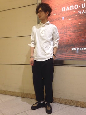 「RED KAP（レッドキャップ）のアイテム（その他パンツ）」を使った、nanouniverse難波STAFFさん（メンズ・170cm）の夏コーディネート