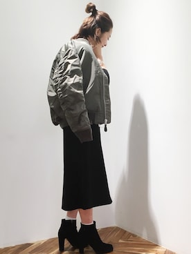 「CLANE（クラネ）のアイテム（ミリタリージャケット）」を使った、mayukainoueさん（レディース・152cm）の秋コーディネート