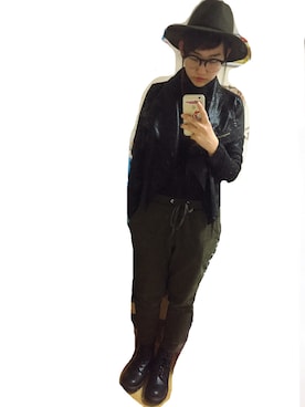 「MOUSSY（マウジー）のフリンジ中折れHAT（ハット、グリーン系）」を使った、sayaka☺︎さん（レディース・158cm）の秋コーディネート