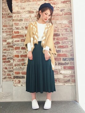 「シャギー」｜「アイテム（ハンチング/ベレー帽）」を使った、eritisさん（レディース・161cm）の秋コーディネート