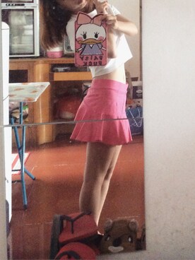 「内衣店买的のアイテム（スカート、ピンク系）」を使った、angelaMonkeyさん（レディース）の春コーディネート