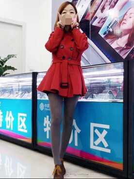 「杂牌のアイテム（その他トップス、レッド系）」を使った、angelaMonkeyさん（レディース）の春コーディネート