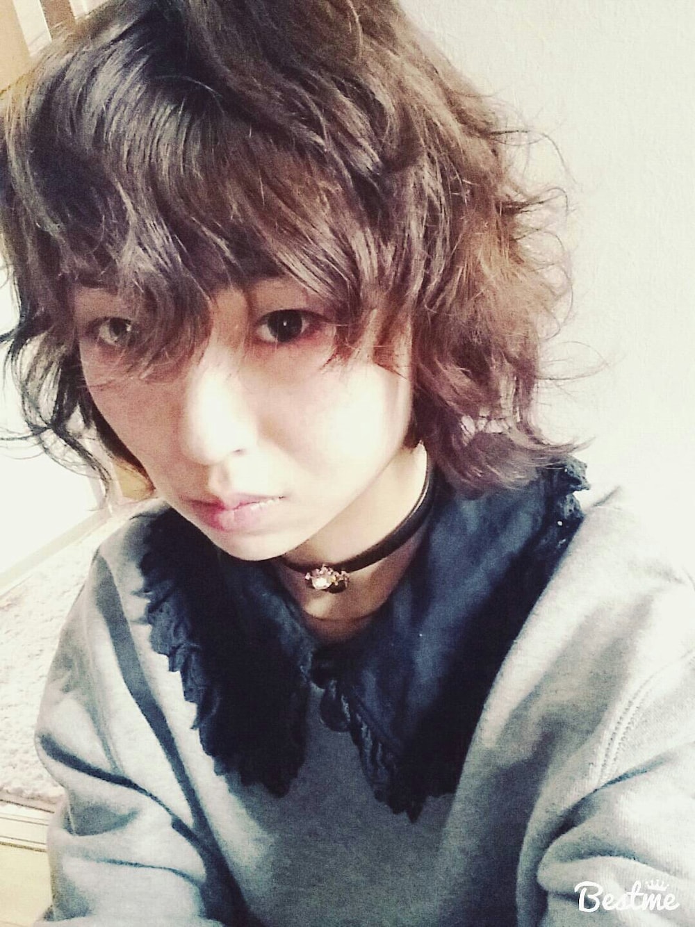 「ショートからボブへ移行中 ふわっとくしゃっと」｜「VTOPIAのWIZARD CHOKER（ネックレス、ブラック系）」を使った、みぃさん（レディース・155cm）の秋コーディネートの1枚目の写真