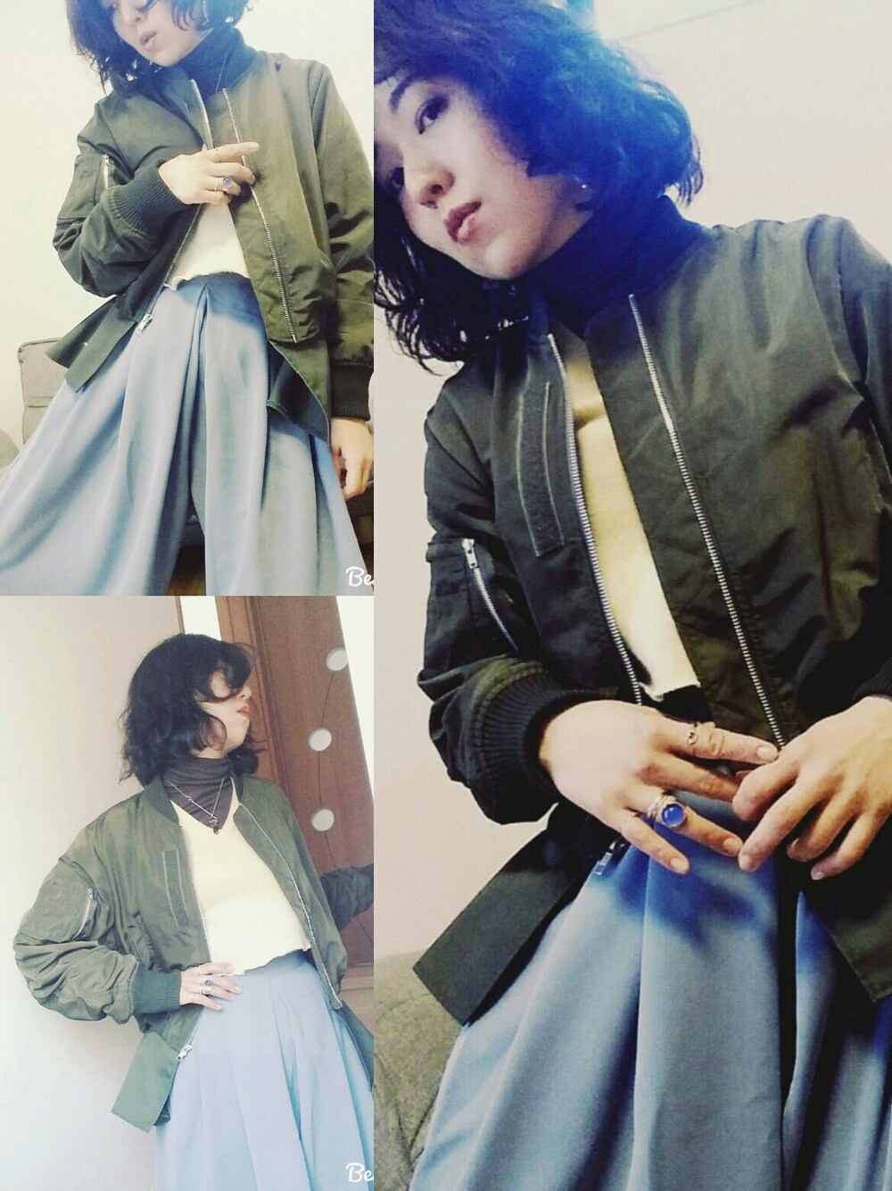 「スカンツ、DEPT、ミリタリー、ニット、ワイドパンツ、MA-1、ひよこ色、アダルトおカワたん部、AMERI」｜「DEPTのアイテム（ニット/セーター、イエロー系）」を使った、みぃさん（レディース・155cm）の春コーディネートの1枚目の写真