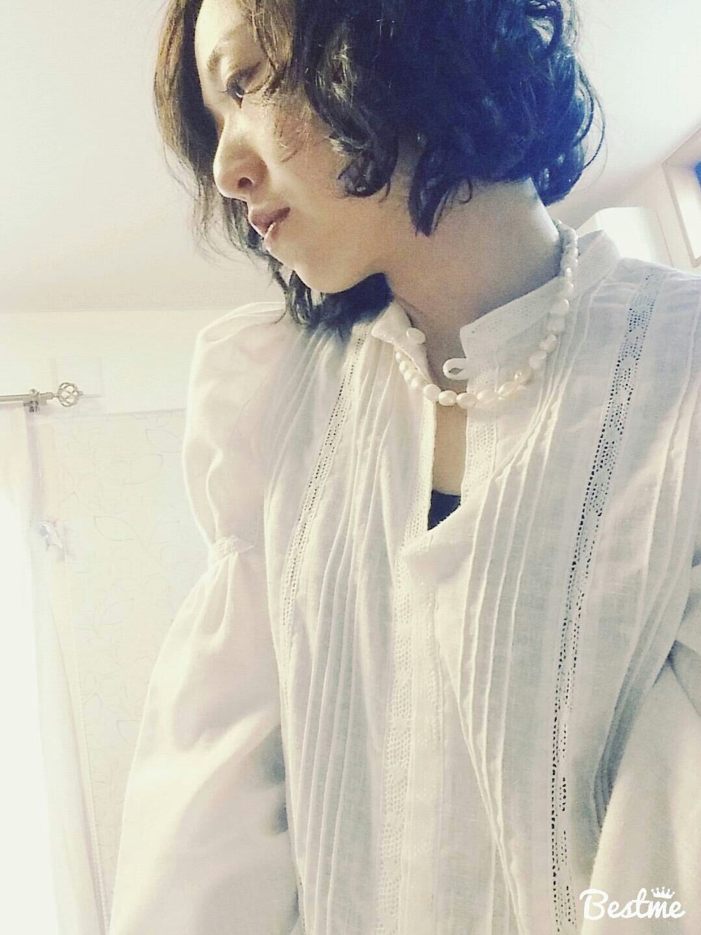 「シャツ好きコーデ大集合、VINTAGE、コットン」｜「VINTAGEのアイテム（シャツ/ブラウス、ホワイト系）」を使った、みぃさん（レディース・155cm）の春コーディネートの1枚目の写真