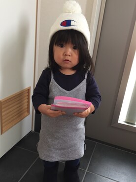 「西松屋（ニシマツヤ）のアイテム（モッズコート）」を使った、♥HIYORI♥さん（キッズ・80cm）の秋コーディネート