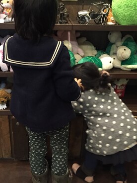 「ZARA KIDSのアイテム（ノーカラージャケット）」を使った、uni*さん（キッズ・100cm）の冬コーディネート