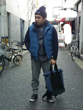 「アイテム（バックパック/リュック）」を使った、HIROYUKIさん（メンズ・173cm）の冬コーディネート