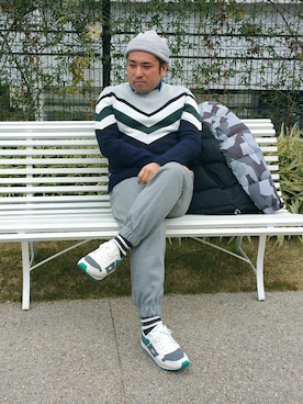 「LACOSTE」｜「アイテム（ダウンジャケット/コート）」を使った、HIROYUKIさん（メンズ・173cm）の冬コーディネート