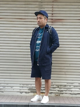 「アイテム（ポロシャツ）」を使った、HIROYUKIさん（メンズ・173cm）の春コーディネート