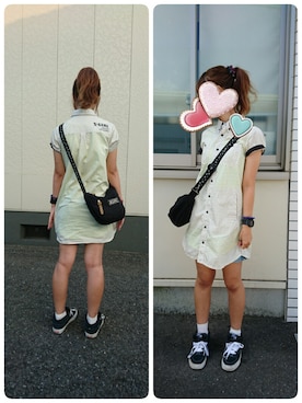 「シュシュ」｜「アイテム（シャツワンピース）」を使った、haruさん（レディース・157cm）の夏コーディネート
