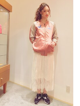 「Another Edition（アナザーエディション）のアイテム（スタジャン）」を使った、chiharuさん（レディース・170cm）の冬コーディネート