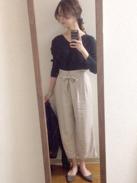 「ウエストイン」｜「アイテム（財布/小物）」を使った、sakiさん（レディース・158cm）の春コーディネート