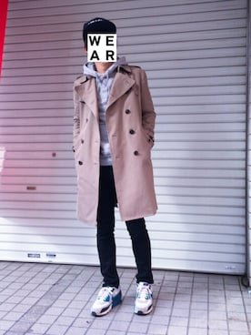 「JOHN LAWRENCE SULLIVAN（ジョンローレンスサリバン）のアイテム（トレンチコート）」を使った、yyyydさん（メンズ・165cm）の冬コーディネート