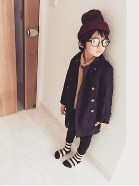 「Right-on（ライトオン）のアイテム（トレンチコート）」を使った、keikoさん（キッズ・110cm）の冬コーディネート