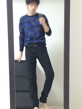 「UNIQLO（ユニクロ）のアイテム（その他パンツ、ブラック系）」を使った、TMさん（メンズ・176cm）の冬コーディネート