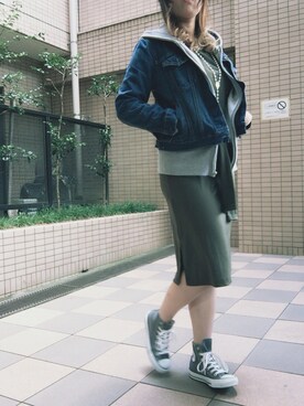 「ショッピング」｜「アイテム（デニムジャケット）」を使った、Miiさん（レディース・154cm）の秋コーディネート