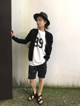 「AVIREX（アヴィレックス）のアイテム（サンダル）」を使った、HIRATSUKAさん（メンズ・167cm）の夏コーディネート