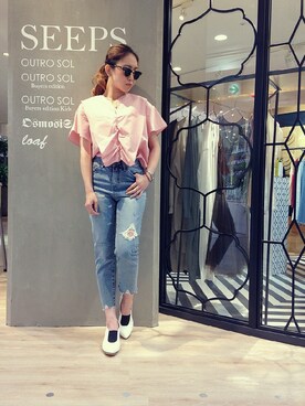 「OUTRO SOL（アウトロ ソル）のアイテム」を使った、MIKIさん（レディース・158cm）の夏コーディネート