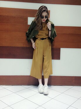 「アイテム（オールインワン・サロペット、イエロー系）」を使った、MIKIさん（レディース・158cm）の夏コーディネート